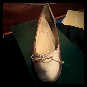Ralph Lauren Glennie Metallic kidskin flats.